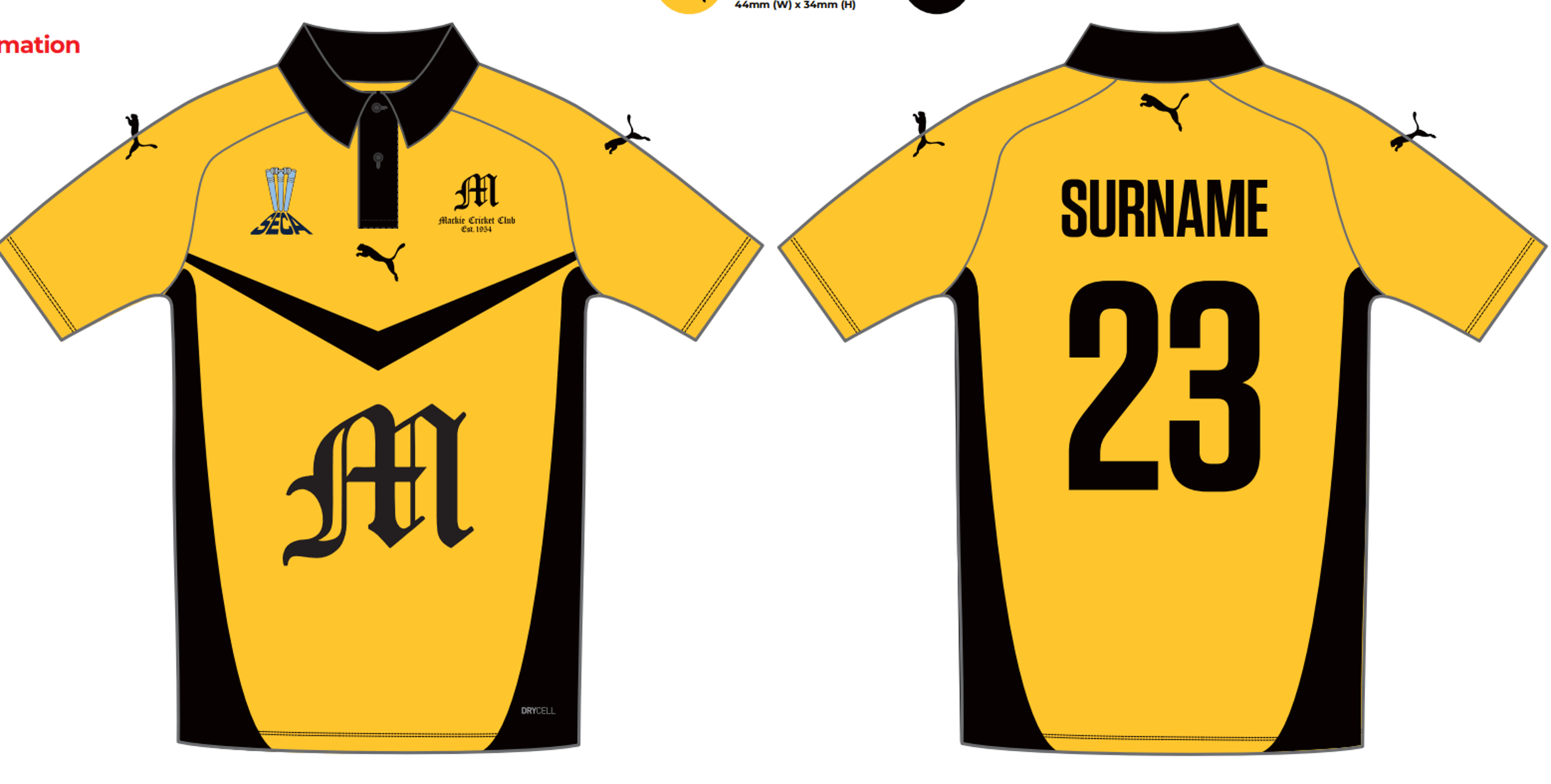 Mackie Cricket Club one-day playing shirt